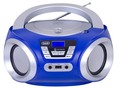 Trevi CMP 544 BT Hordozható Boombox, Bluetooth-tal, FM rádióval, USB és AUX bemenettel kék színben