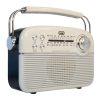 Trevi RA 7F50 BT Hordozható vintage napelemes rádió, Bluetooth-tal, USB és SD kártya bemenettel krémfehér színben 