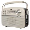Trevi RA 7F50 BT Hordozható vintage napelemes rádió, Bluetooth-tal, USB és SD kártya bemenettel krémfehér színben 