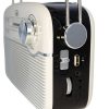Trevi RA 7F50 BT Hordozható vintage napelemes rádió, Bluetooth-tal, USB és SD kártya bemenettel krémfehér színben 
