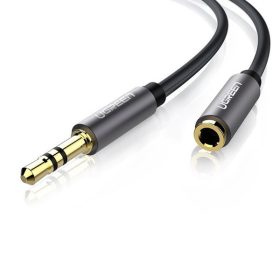   Ugreen 10538 AUX aljzat audio hosszabbító 3.5 mm 5m, fekete/szürke