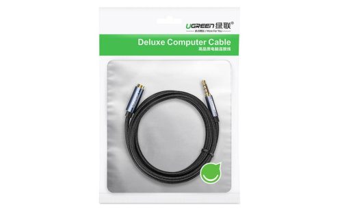 Ugreen 10538 AUX aljzat audio hosszabbító 3.5 mm 5m, fekete/szürke