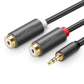   Ugreen 10547 3,5 mm mini jack (aljzat) – 2 x RCA (csatlakozó) audio kábel 0,25m (fekete)