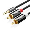 Ugreen 10584 3.5mm mini jack/2 RCA kábel 2m, fekete