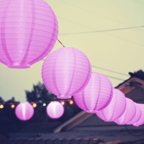 Family 11399MG LED-es lampion - 1 LED - magenta - 2 x AAA