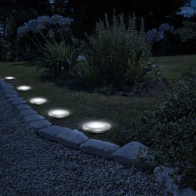   Garden of Eden 11440C LED-es leszúrható szolár lámpa - kör alakú - középfehér - 12 cm