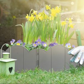   Garden of Eden 11468M Virágágyás szegély / kerítés - 20 x 17,5 cm - szürke - 12 db / csomag