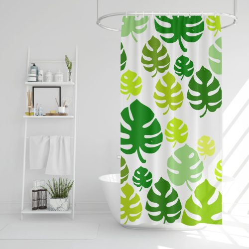 Family 11526A Zuhanyfüggöny szett fürdőpamaccsal - 3 féle - kék, zöld mintás - 180 x 180 cm