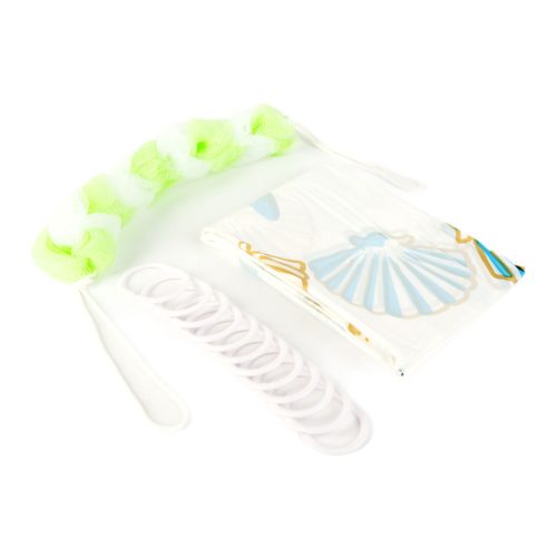 Family 11526A Zuhanyfüggöny szett fürdőpamaccsal - 3 féle - kék, zöld mintás - 180 x 180 cm