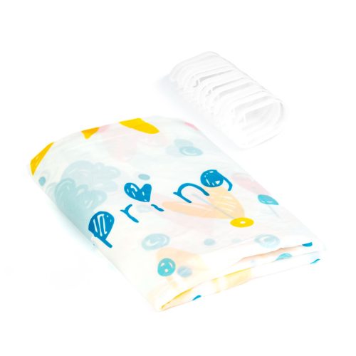 Family 11526B Zuhanyfüggöny - 3 féle - kék, tavasz, kockás mintás - 180 x 180 cm