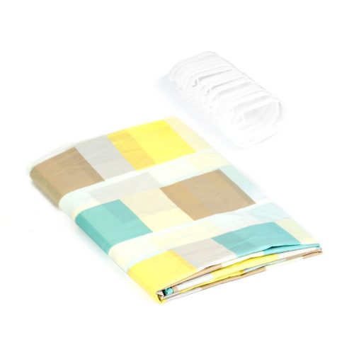 Family 11526B Zuhanyfüggöny - 3 féle - kék, tavasz, kockás mintás - 180 x 180 cm