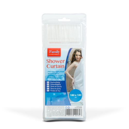 Family 11526B Zuhanyfüggöny - 3 féle - kék, tavasz, kockás mintás - 180 x 180 cm