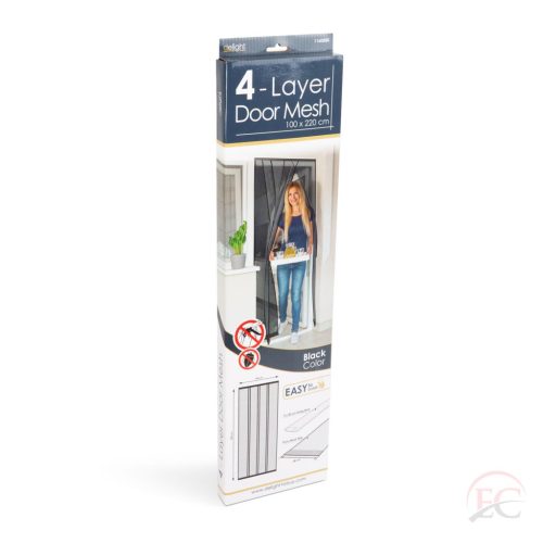Garden of Eden 11608BK Szúnyogháló függöny ajtóra - 4 db szalag - max. 100 x 220 cm - fekete