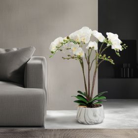 11900B Műnövény dekoráció - orchidea - fehér - 58 cm