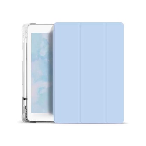 XPRO™ Smart Book tok pencil tartóval és teljesen átlátszó szilikon hátlappal világoskék Apple Ipad 10,9" (2022) 10. generációs készülékhez