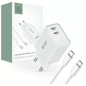   Tech-Protect Hálózati Töltő szett PD35W 2*USB-C + USB-C / USB-C Fehér