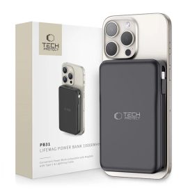   Tech-Protect PB31 Magsafe powerbank beépített kábelekkel 10000mAh fekete