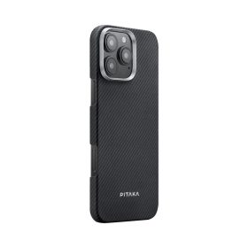   Pitaka ULTRA-SLIM tok Black/Grey Twill Apple iPhone 16 Pro Max készülékhez - MagSafe rögzítéssel (KI1601PMA)