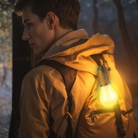   Phenom 18585 Akasztható szolár lámpa - villanykörte alakú - USB-C - 100 lumen - 400 mAh