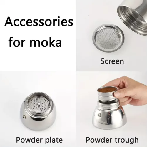 Olasz 2 személyes kávéfőző inox tölcsér