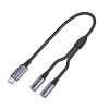 UGREEN CM445 audio adapter, USB-C 2x Mini Jack 3,5 mm-es AUX csatlakozóra, szürke (20190)