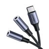 UGREEN CM445 audio adapter, USB-C 2x Mini Jack 3,5 mm-es AUX csatlakozóra, szürke (20190)
