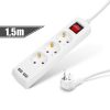 Delight 20221U Elosztó 3-as - 3 x 1,5 mm - 1,5 m - 2 x USB-vel - kapcsolós