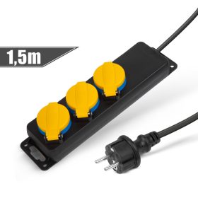   Delight 20223C Kültéri elosztó fedéllel - 1,5 m - 3 x 230V - 3 x 1,5 mm2, gumi - IP44