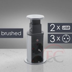   Delight rejtett 3-as szálcsiszolt hálózati elosztó + 2db USB (20430BU)