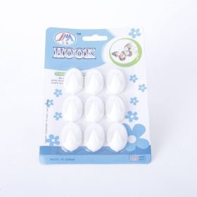   Öntapadós akasztó - fehér - műanyag - 2,5 x 4 cm - 9 db / csomag, 265452