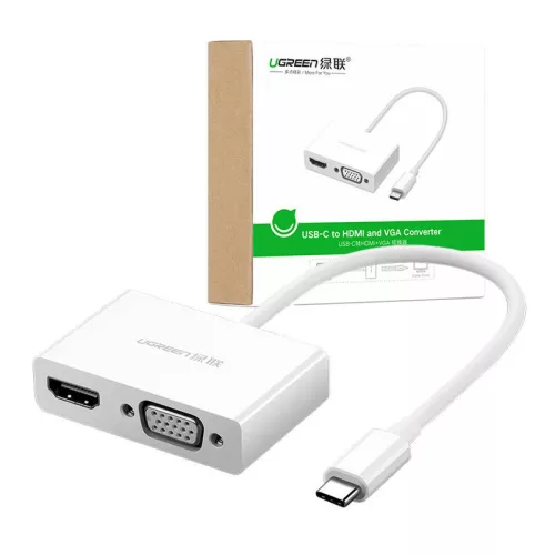 Ugreen MM123 USB-C apa - HDMI / VGA anya Adapter - Fehér 30843