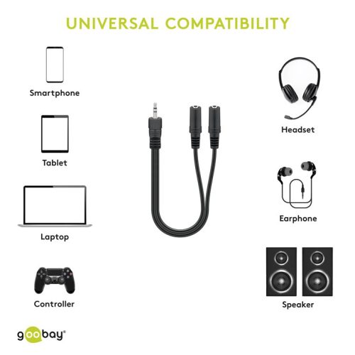 Goobay 50464 Jack elosztó 2x3,5 jack Stereo ajzat 0,2m