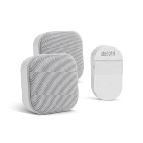   Delight 55347WH-2, 2 az 1-ben vezetéknélküli csengő és éjjelifény - Kinetic - dupla vevőegységgel - fehér