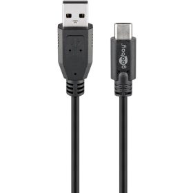   Goobay 55469 kábel USB/USB-C Adat és töltőkábel 3A, 2.0- fekete (3m)