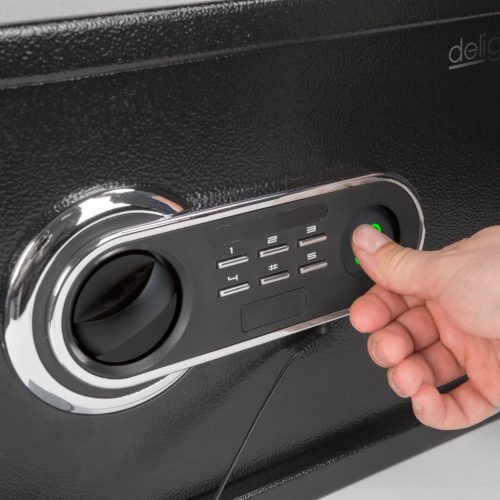 Delight 55583 Digitális széf ujjlenyomat olvasóval és gombsorral - 350 x 250 x 250 mm