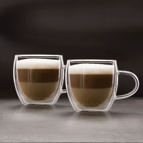  Vog&Arths 57176B Duplafalú cappuccino üveg csésze - 250 ml - 2 db / csomag