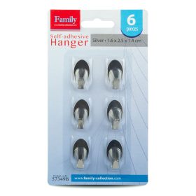   Family 57349B Öntapadós akasztó - rozsdamentes acél - 6 db / csomag