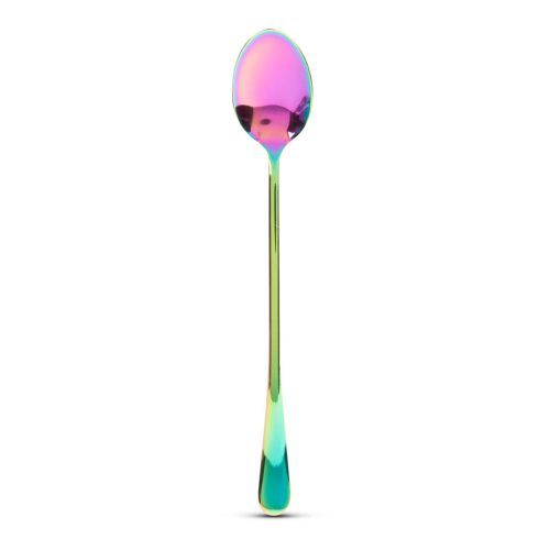 Family 57579 Rozsdamentes acél kávéskanál / latte macchiato kanál - szivárványos - 195 x 32 mm - 2 db / csomag