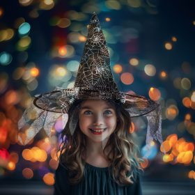   Family 58152B Halloween-i boszorkány kalap - fekete, pókhálós - 38 x 32 cm