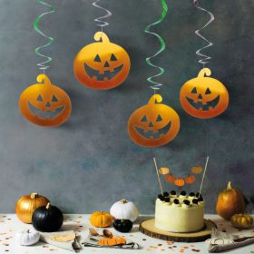   Family 58171B Halloween-i dekoráció szett - 12 db tök, szellem - csillogó spirál akasztó