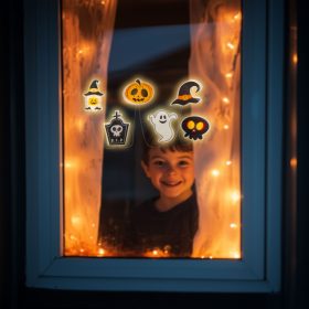   Family 58186C Halloween-i LED ablakdekor - gél - többféle forma - 85 cm