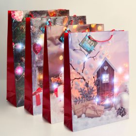   Family 58327 Ajándéktasak - 10 hidegfehér LED, papír - 330 x 102 x 457 mm - 4 féle / csomag