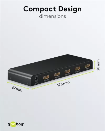 Goobay 58482HDMI - 4 x HDMI 4K elosztó 4K @ 30Hz, fekete