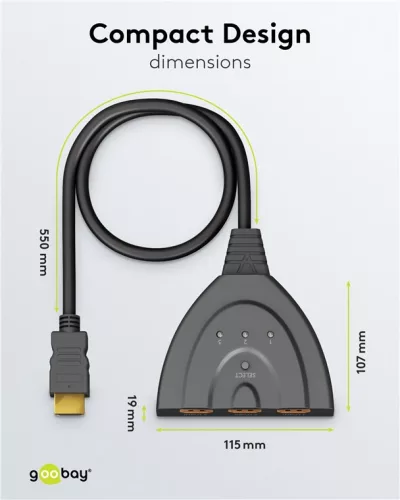 Goobay 58488 HDMI Splitter (1 PC - 3 Kijelző) 4K @ 60 Hz