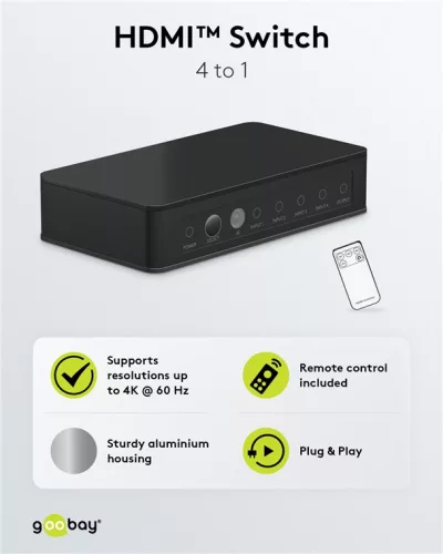 Goobay 58489 HDMI - 4 x HDMI 4K elosztó 1080p, fekete