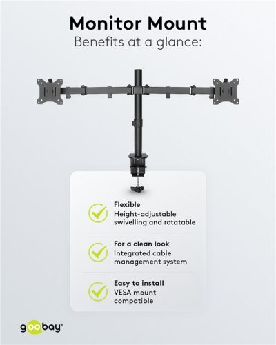Goobay 58529 17"-32" (43 - 81 cm) LCD TV/Monitor asztali tartó kar - Fekete (2 kijelző)