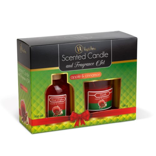 Vog&Arths 58800A Illatgyertya és illatosító szett - alma & fahéj - 120 g + 100 ml