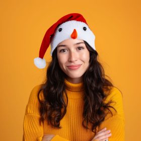   Family 58962 Karácsonyi mikulás sapka - Hóember mintával - 30 x 45 cm