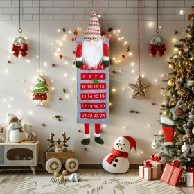   Family 58964 Fali adventi naptár - 3D skandináv manóval - textil - 100 x 28 cm