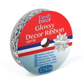 Family 58972B Dekor szalag - fényes - 2,74 m - ezüst